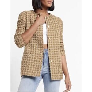 NWT Express Gold Tweed Bouclé Blazer jacket sz XS